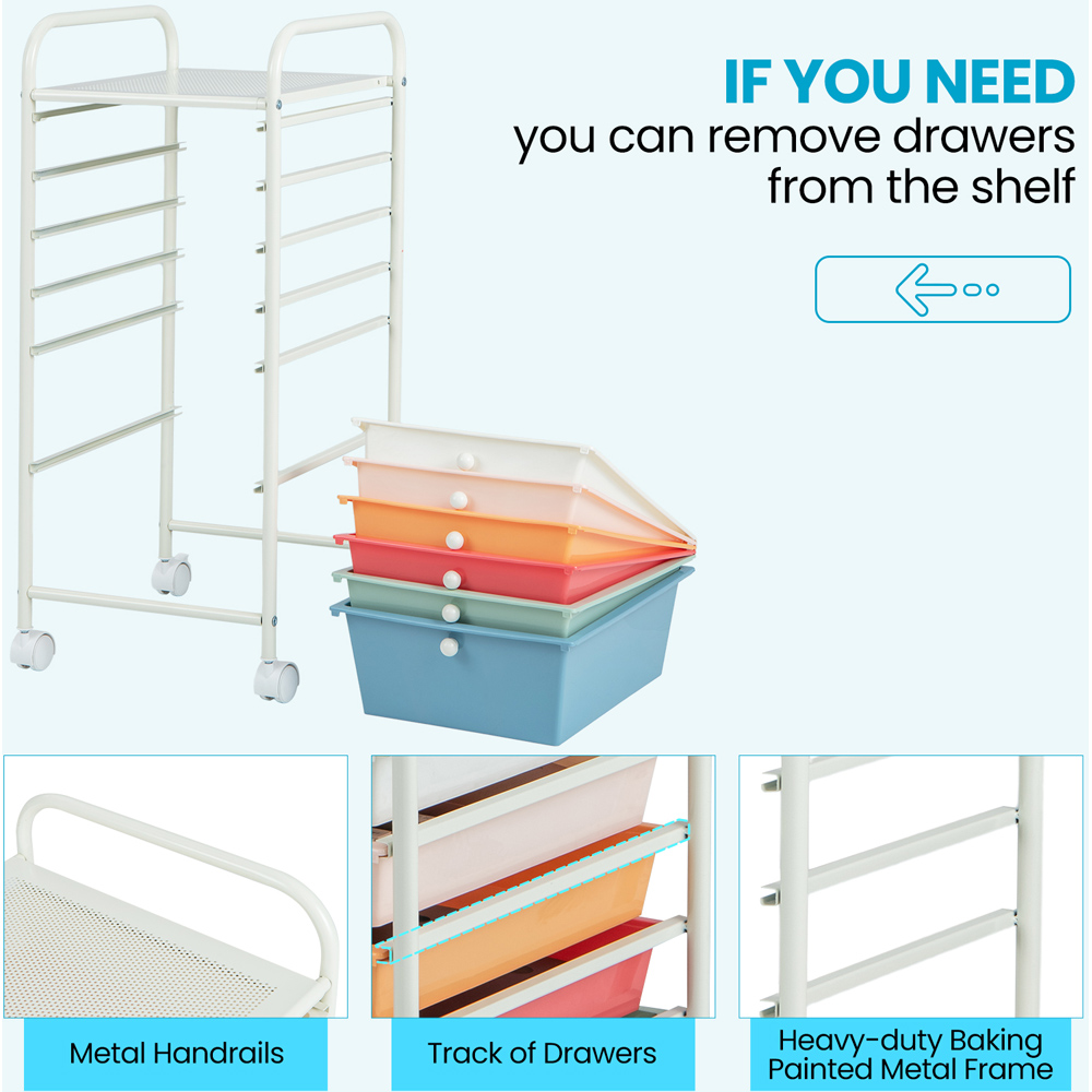 Costway 6 Drawer Colourful Storage Trolley Image 6