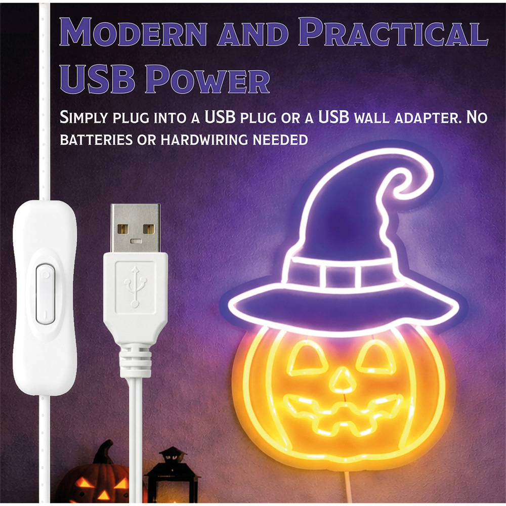 FXLab Pumpkin Silhouette Neon Light Indoor Halloween Decoration 26 x 38cm Image 6