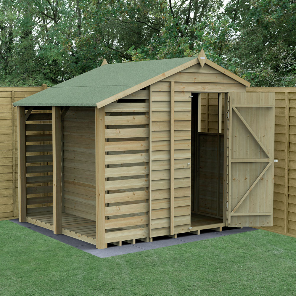 Forest Garden 4LIFE 5 x 7ft Single Door 2 Windows Lean To Apex Shed Image 2