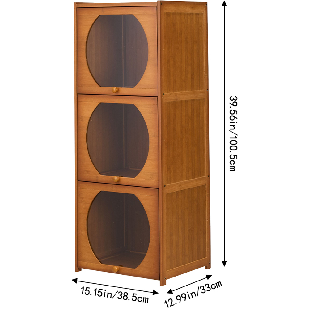 Living and Home 3 Acrylic Door Brown Bamboo Bookcase Image 9