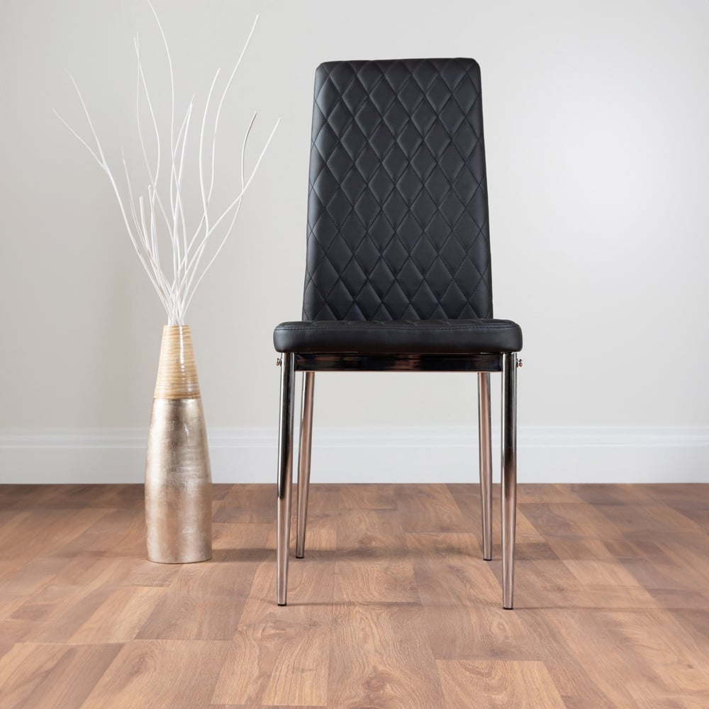 Furniturebox Molini Valera 6 Seater Dining Set White Gloss Black and Chrome Image 3