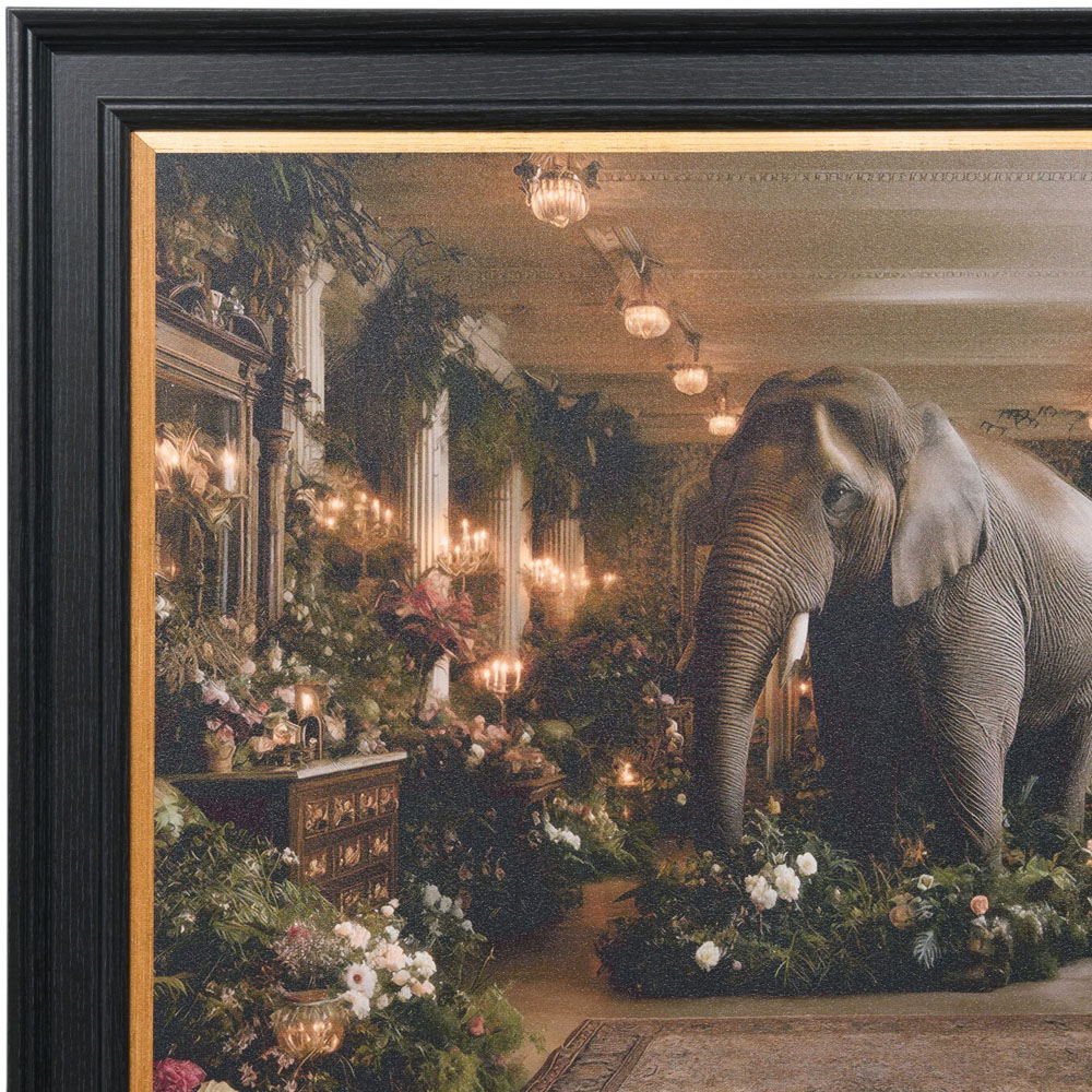 Botanical Elephant Framed Print Black Image 3