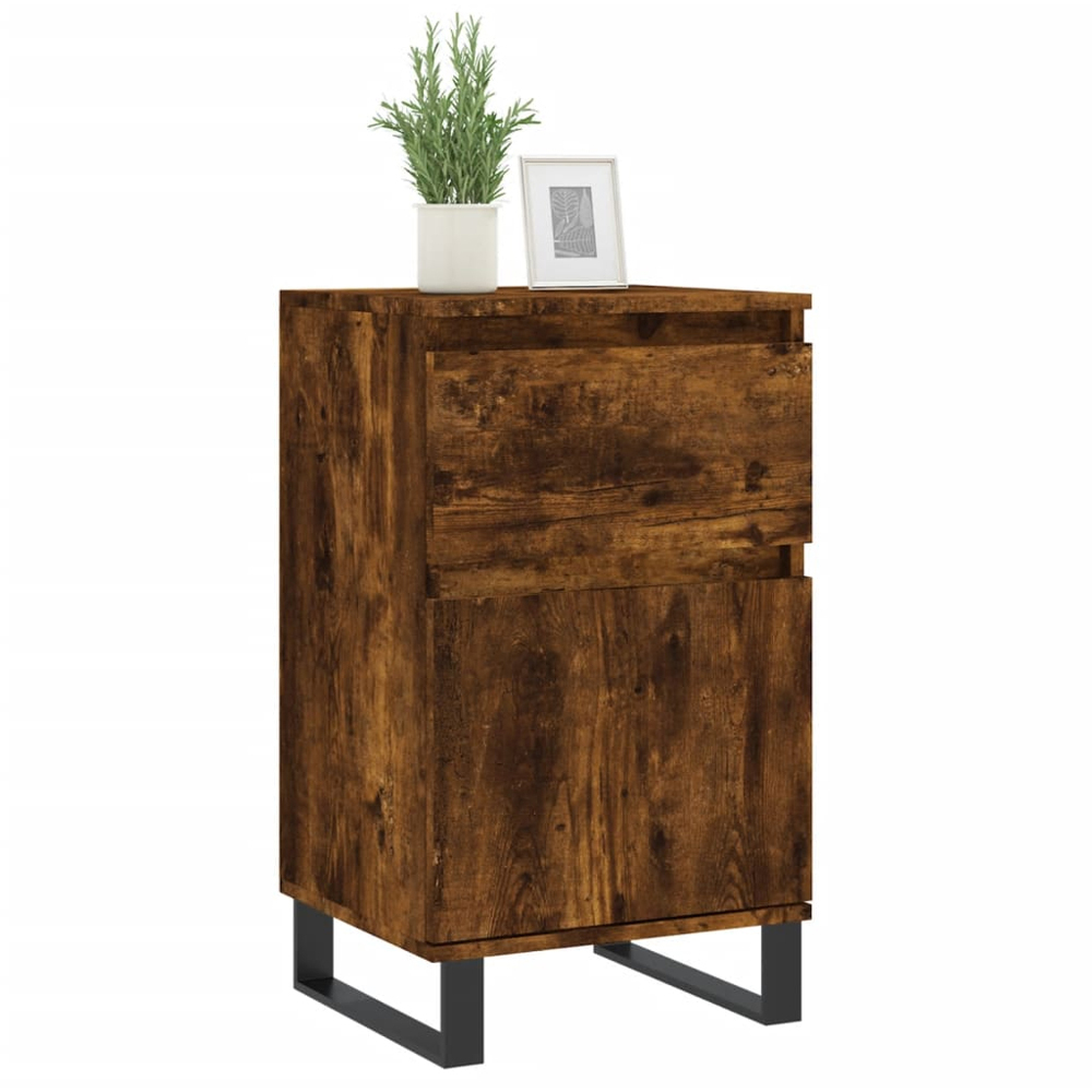 vidaXL Single Door Single Drawer Smoked Oak Sideboard Image 3