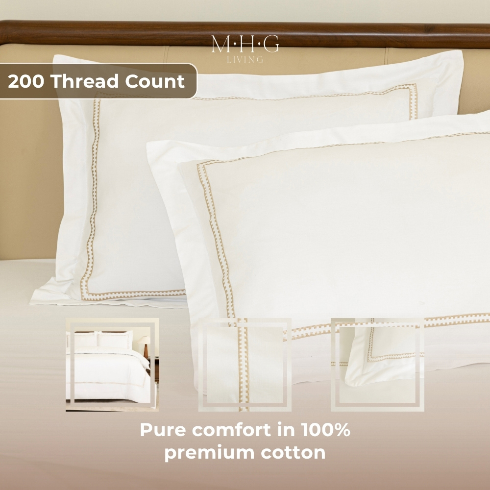 MHG Living Super King Size Mayfair Gold 200 Thread Count Duvet Cover Set Image 3