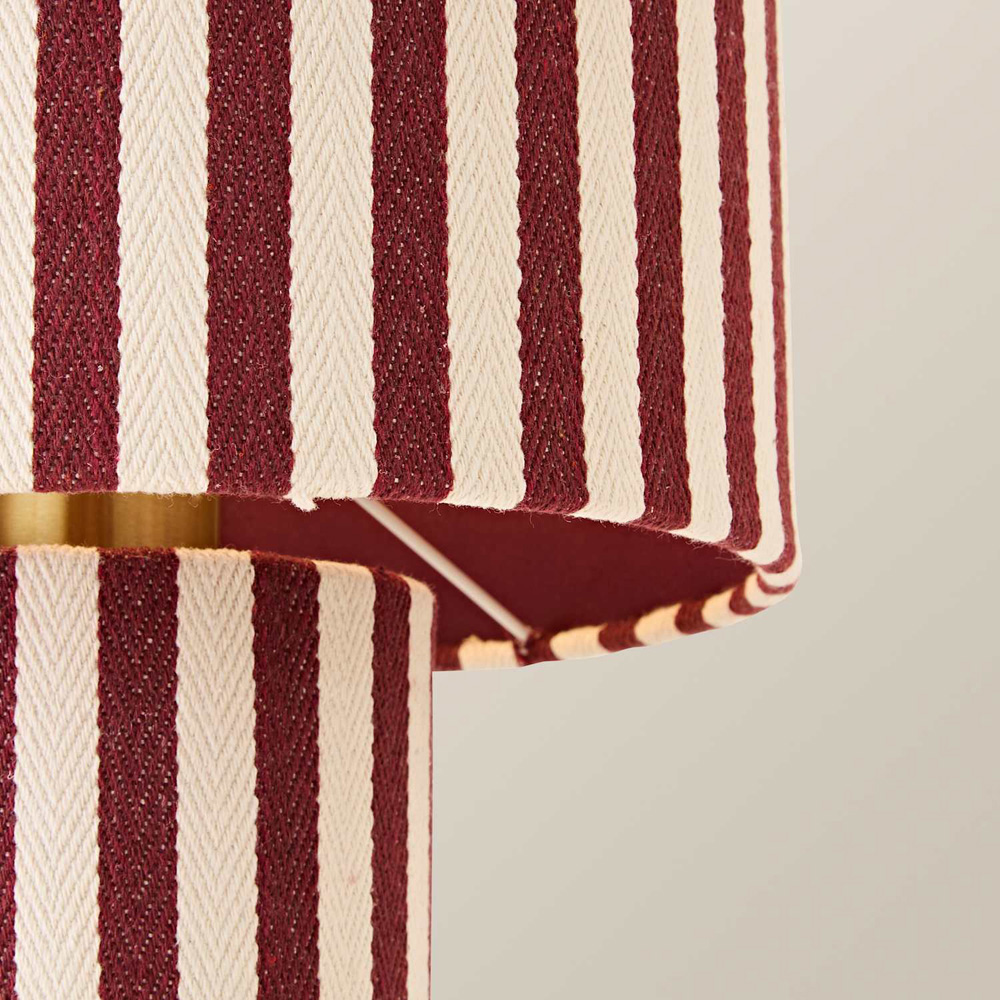 ValueLights Florence Burgundy Pinstripe Linen LED Table Lamp with Bulb Image 3