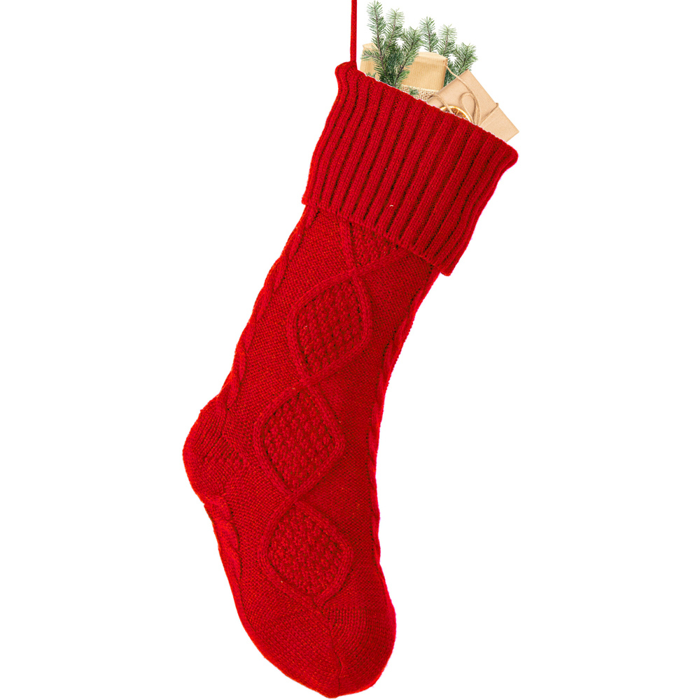 Dibor Red Chunky Knit Christmas Stocking Image 1