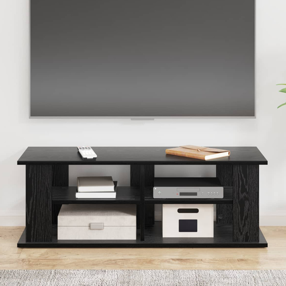 vidaXL 4 Shelf Black Oak TV Stand Image 1