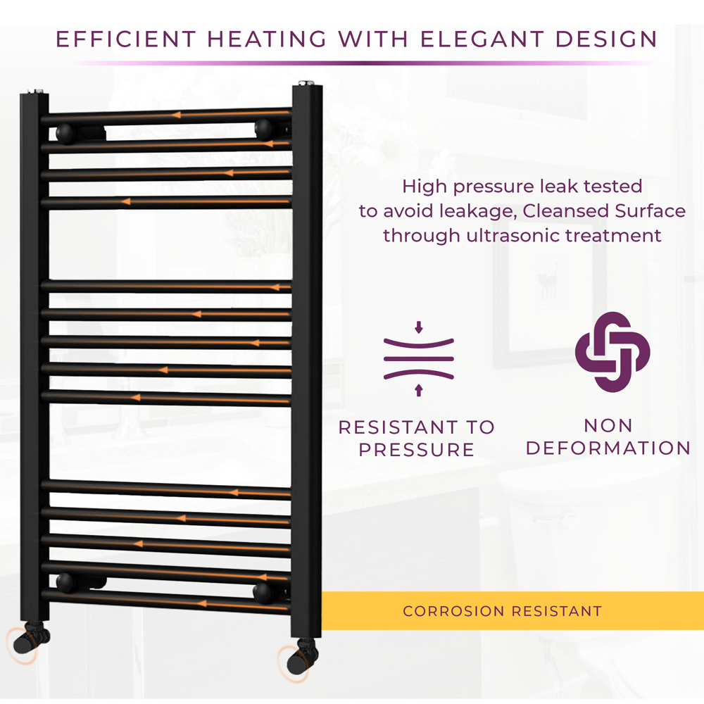 Go Bathrooms Nola Black Heated Towel Rail 770 x 500mm Image 5