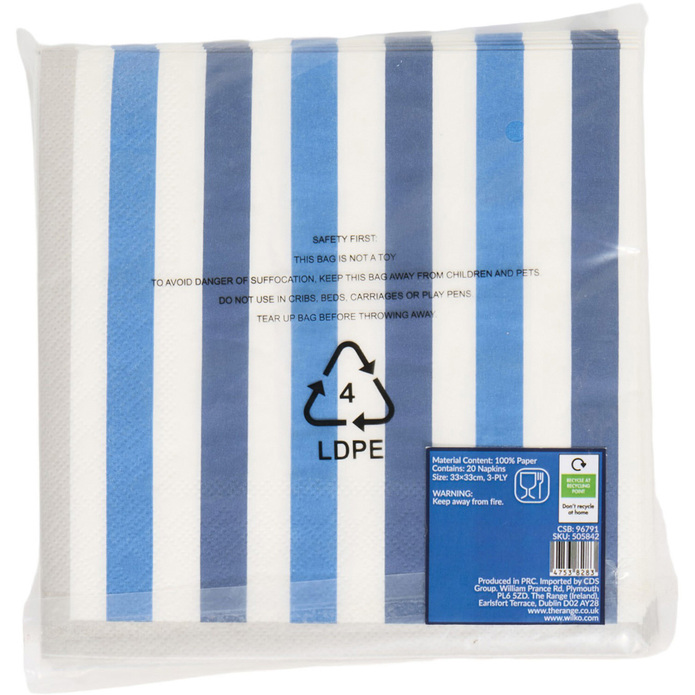 Pack of 20 Blue Tone Party Napkins Image 2