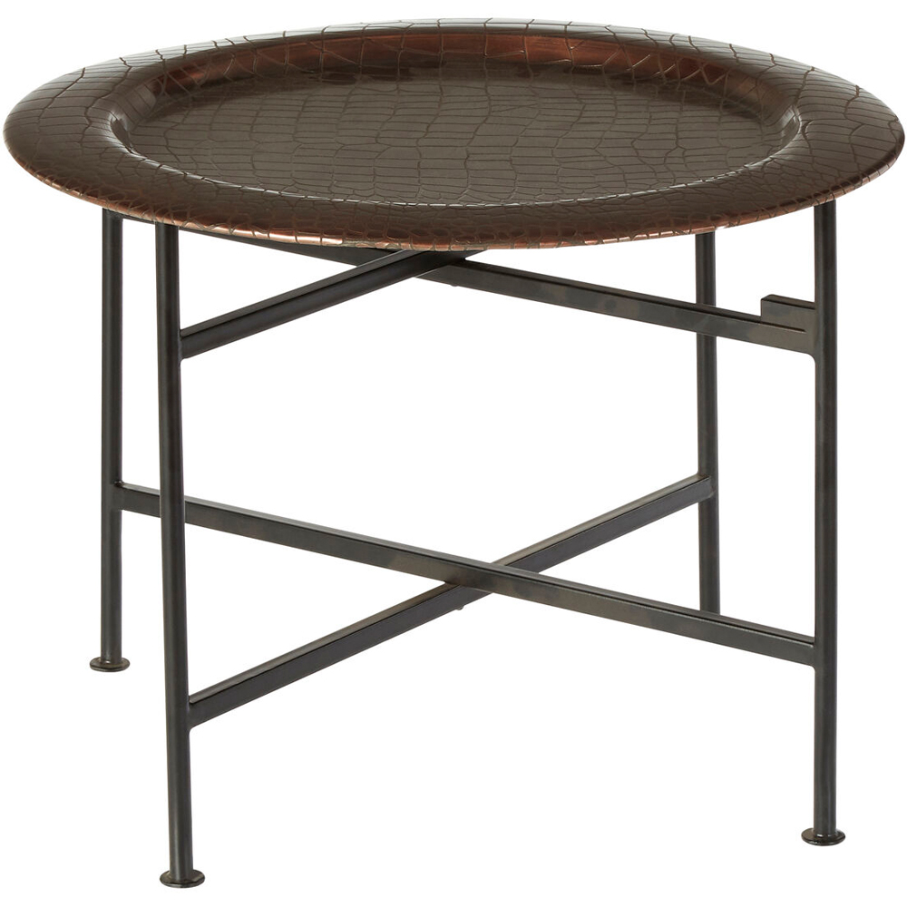 Premier Housewares Hege Black and Copper Finish Crocodile Texture Round Side Table Image 2