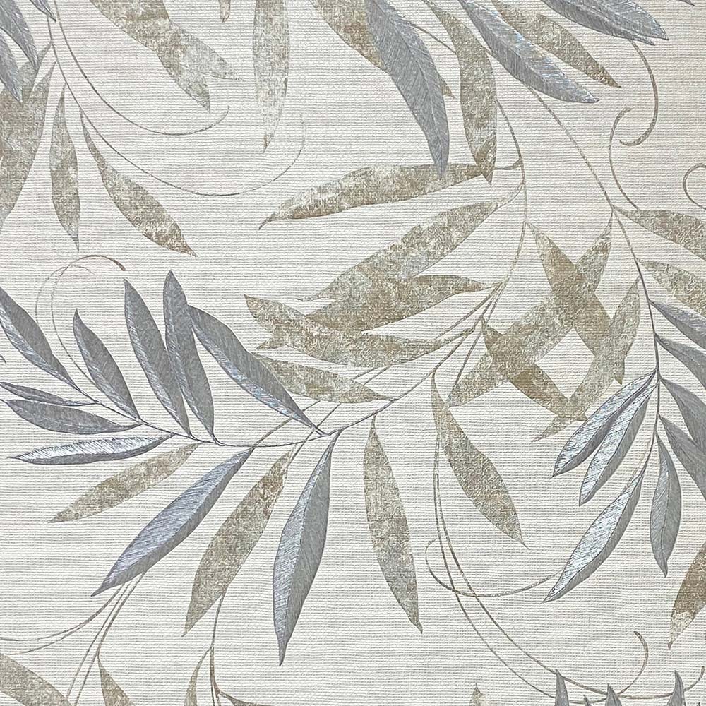 Arthouse Luxury Leaf Neutral and Grey Wallpaper Image 1