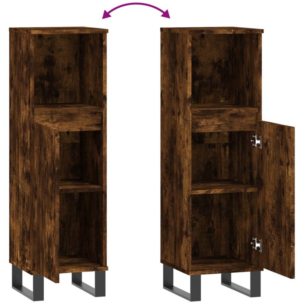 vidaXL Single Door Smoked Oak Bathroom Cabinet Image 9