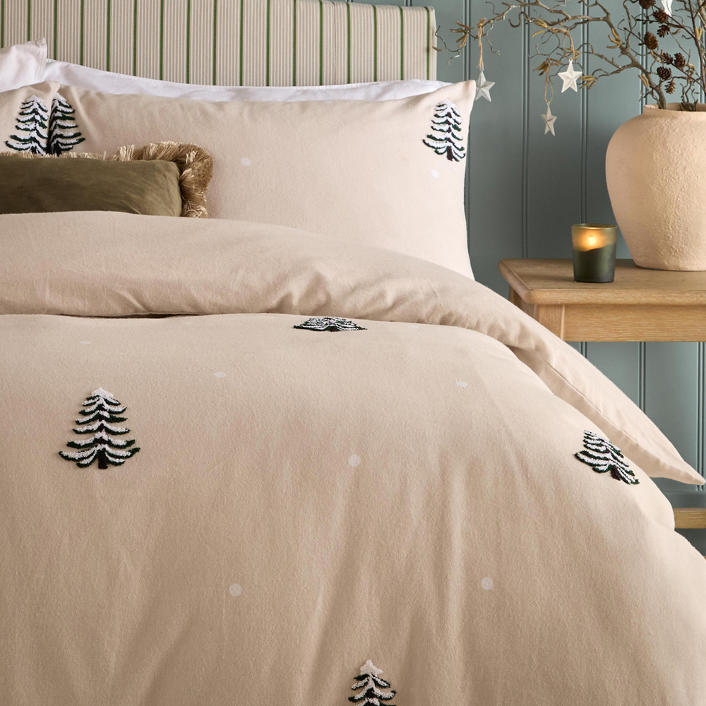 Furn Super King Size Natural Pine Tree Tufted Duvet Cover Set Image 2