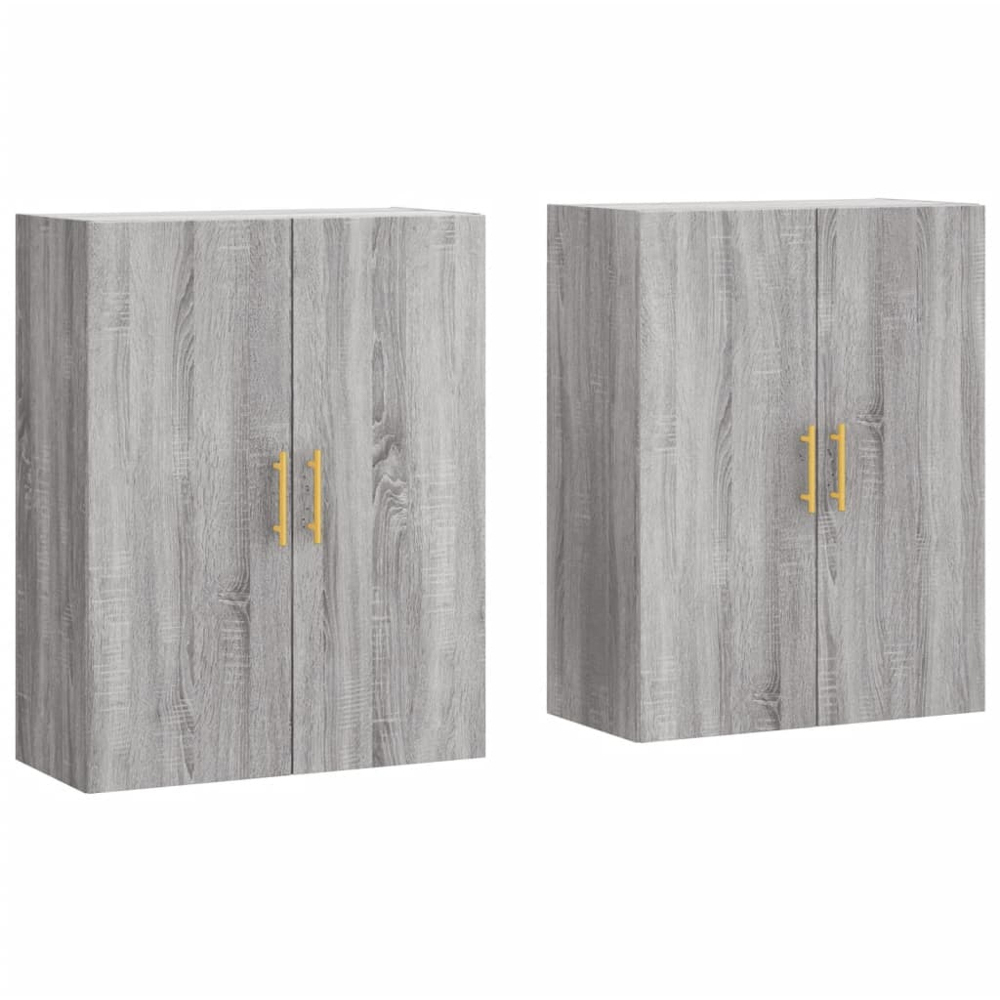 vidaXL 2 Door Grey Sonoma Wall Mounted Cabinet 2 Pack Image 2