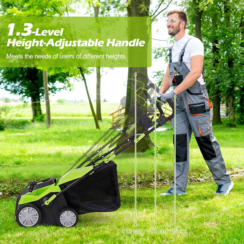 Costway Green Electric Walk Behind Weeder Dethatcher and Scarifier Image 7