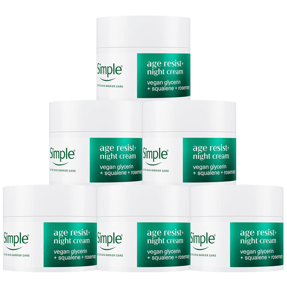 Simple Age Resist+ Anti-Ageing Hydrating Face Moisturiser Night Cream 50ml 6 Pack Image 1