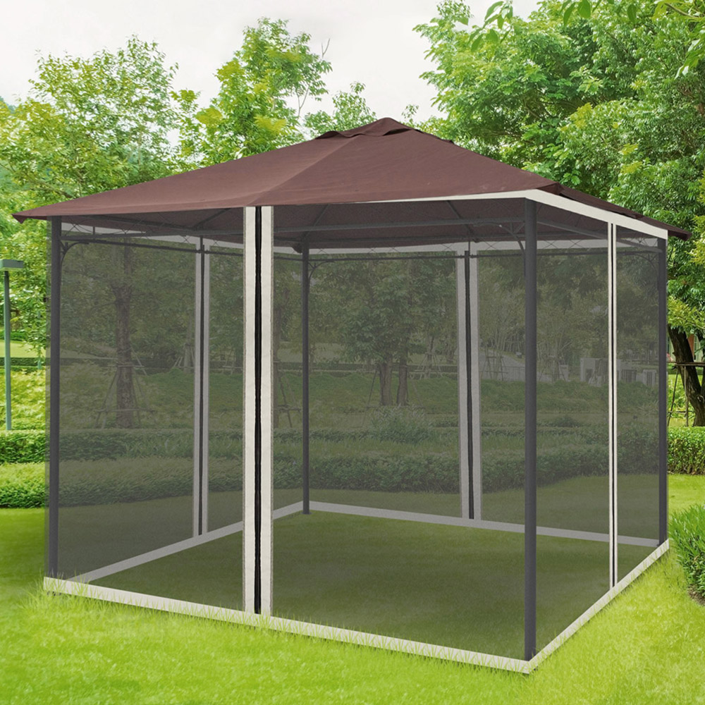Outsunny 3 x 3m Mesh Mosquito Netting Screen Wall Image 1