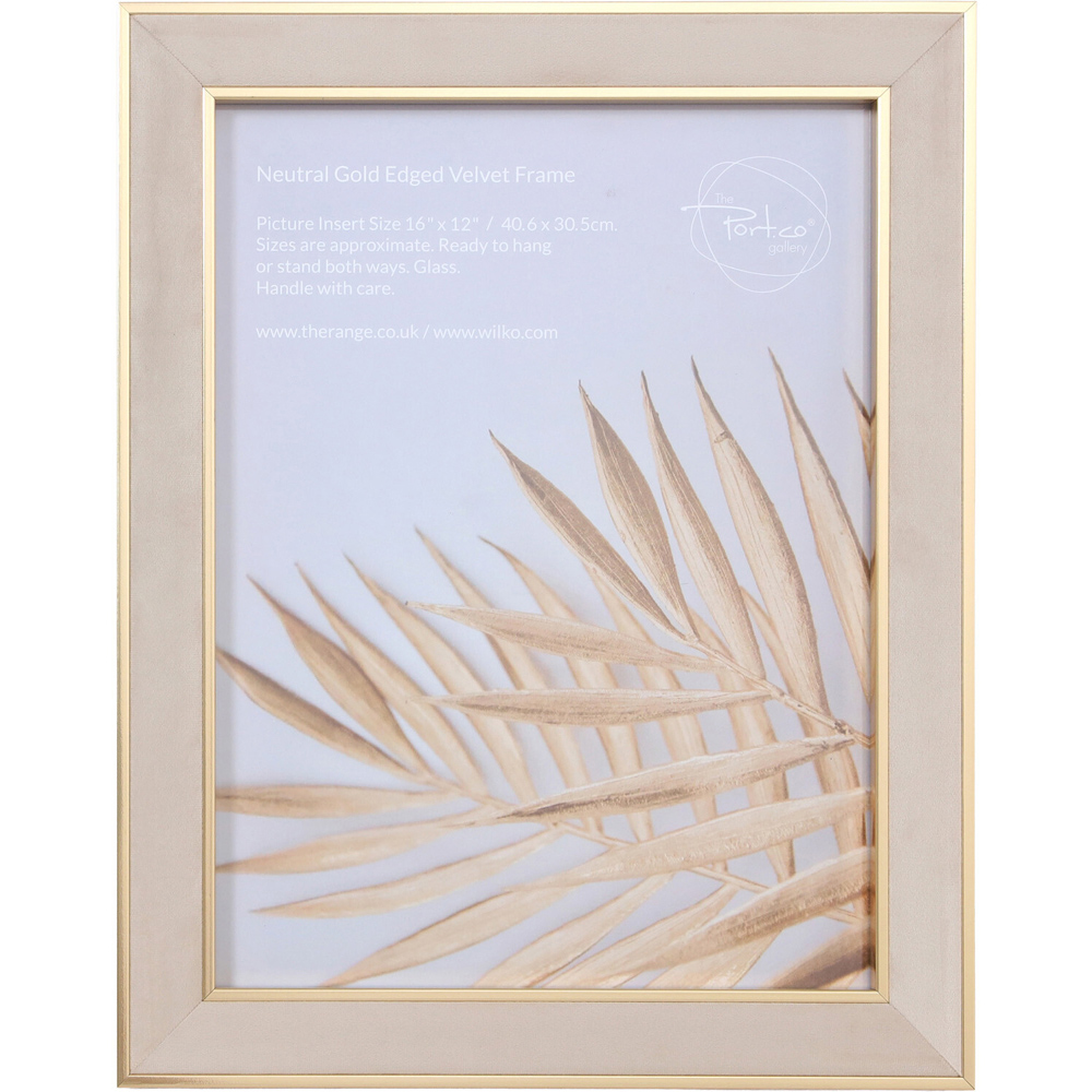Gold Edge Velvet Photo Frame Neutral 16 x 12 inch Image 1