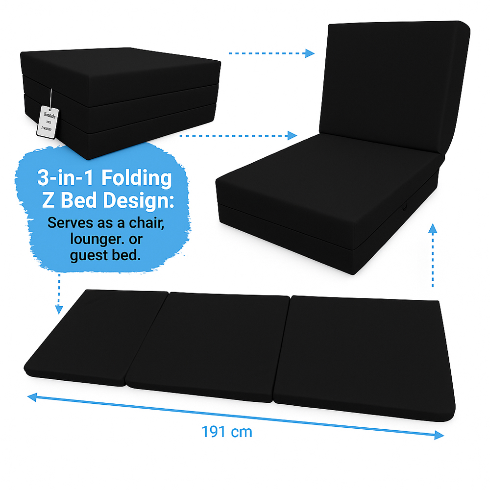 House Of Home Black Memory Foam Foldable Z Bed Image 6
