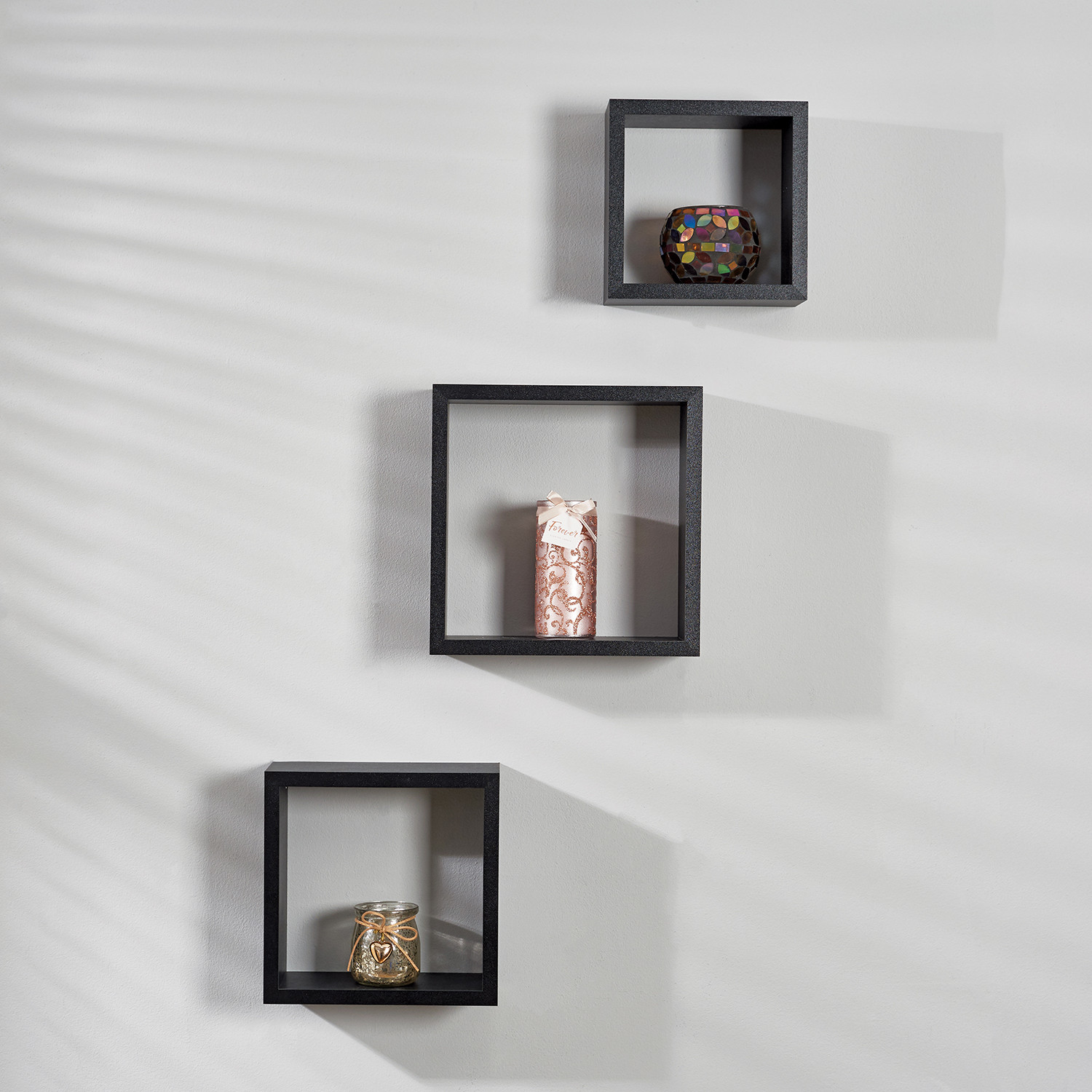 Black Wall Mounted Cubes 3 Pack Image 3