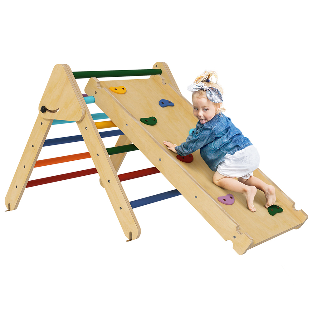 Tommy Toys Wooden Indoor Toddler Climbing Frame Pikler Triangle Set Image 1