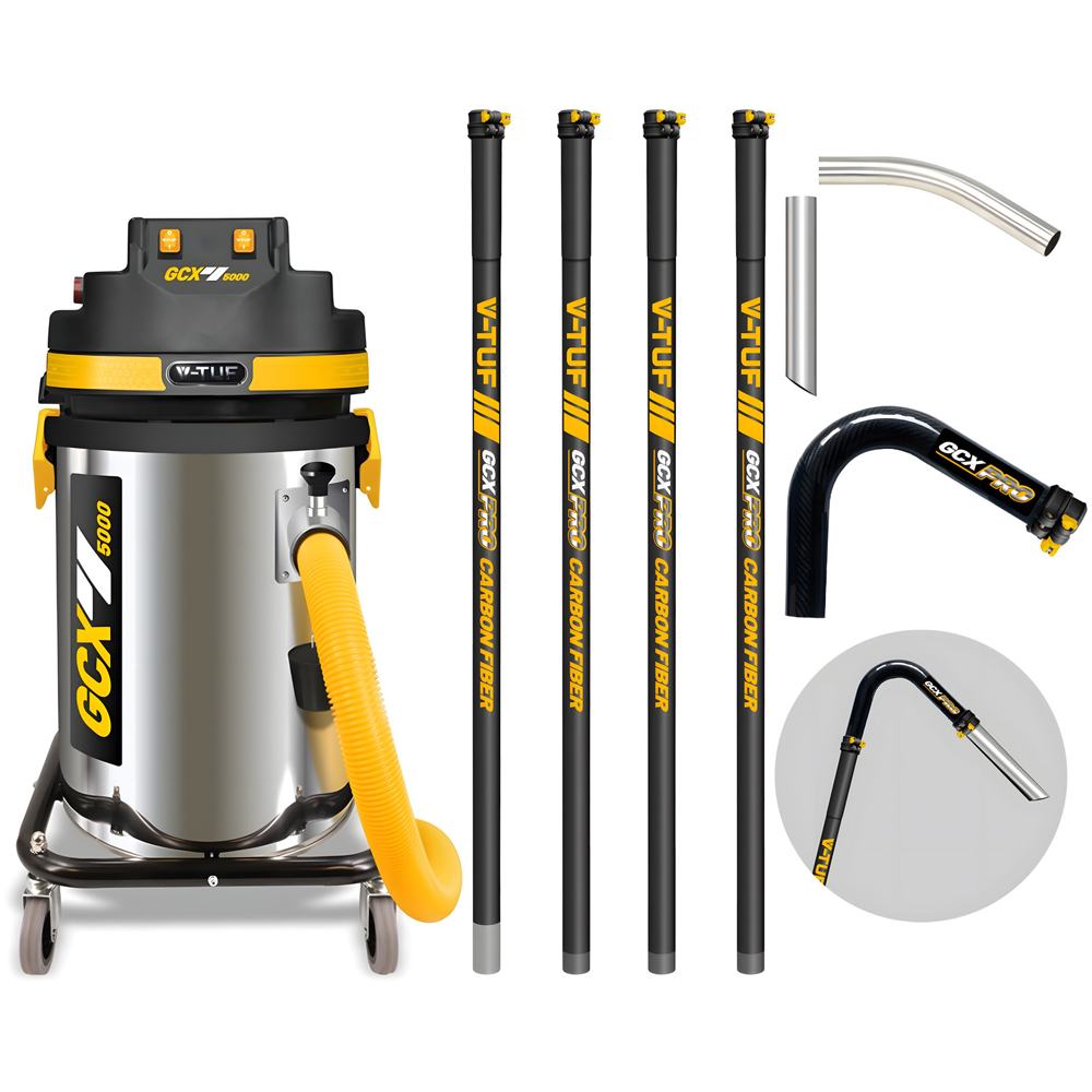 V-TUF GCX5000 Wet and Dry Industrial Vacuum Cleaner 3500W with GCX Pro Gutter Cleaning Kit 20ft Image