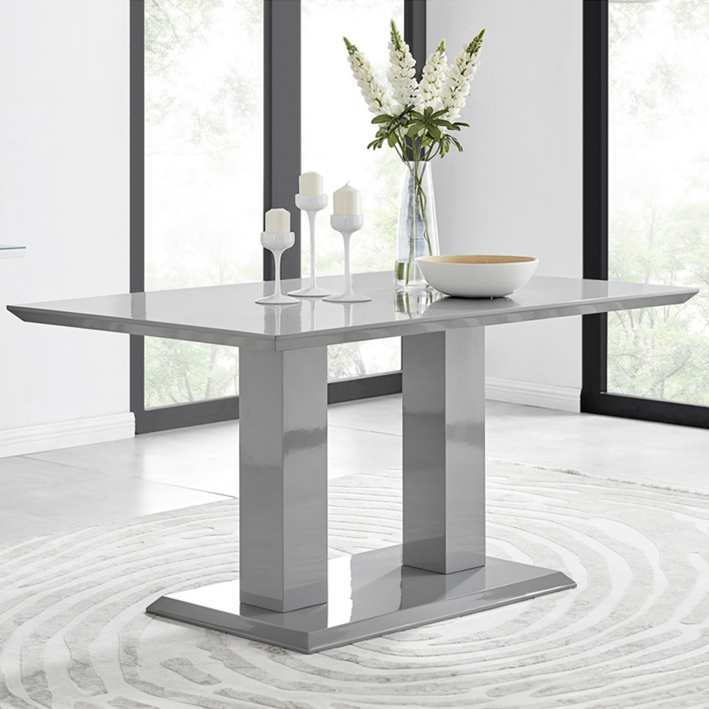 Furniturebox Molini Cesano 6 Seater Dining Set Grey Gloss and Chrome Image 2