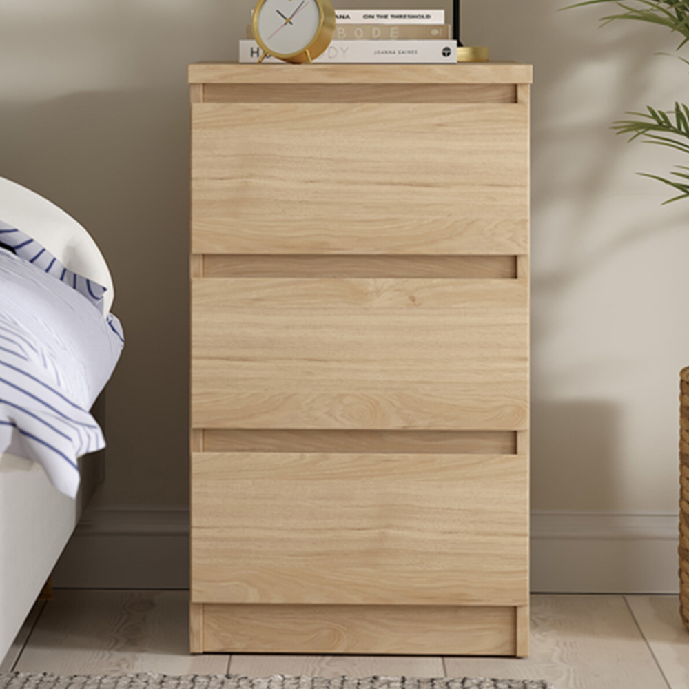 Florence 3 Drawer Jackson Hickory Oak Bedside Table Image 1