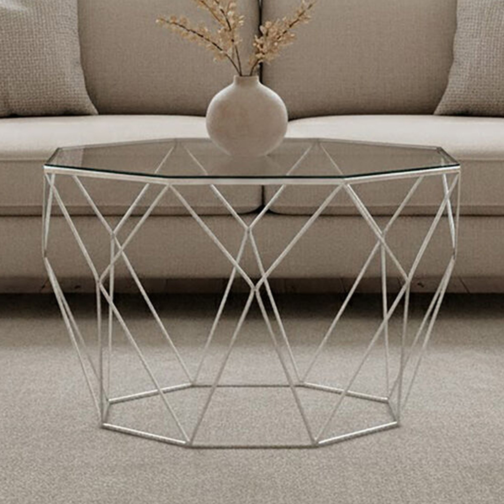 Premier Housewares Shalimar Silver Octagonal Coffee Table Image 1