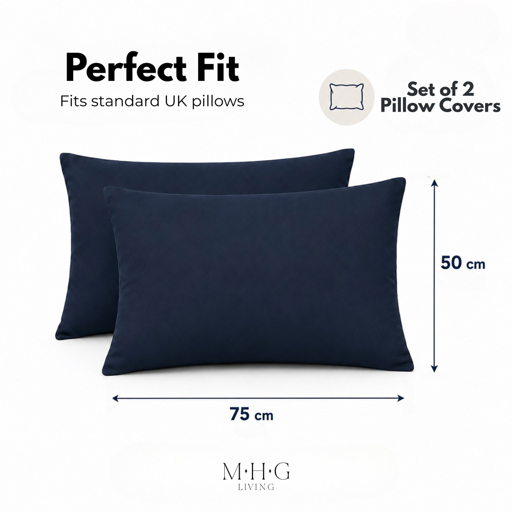 MHG Living Soft Navy Microfibre Envelope Closure Pillowcase 50 x 75cm 2 Pack Image 8