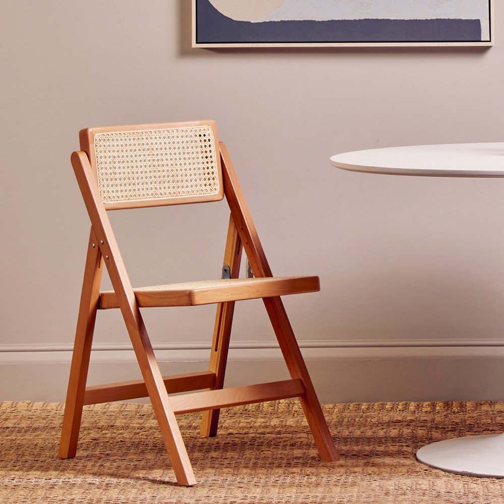 Premier Housewares Cebu Beech Wood Frame Folding Chair Image 3