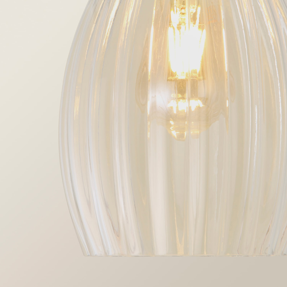 ValueLights Cheltenham Ribbed Shade Matte Black Ceiling Pendant Light with Bulb Image 4