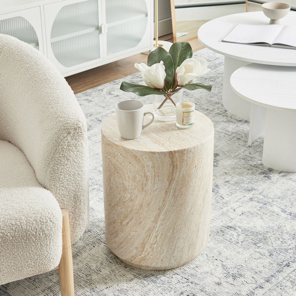 Desser Pisa Travertine Effect Tall Side Table Image 6