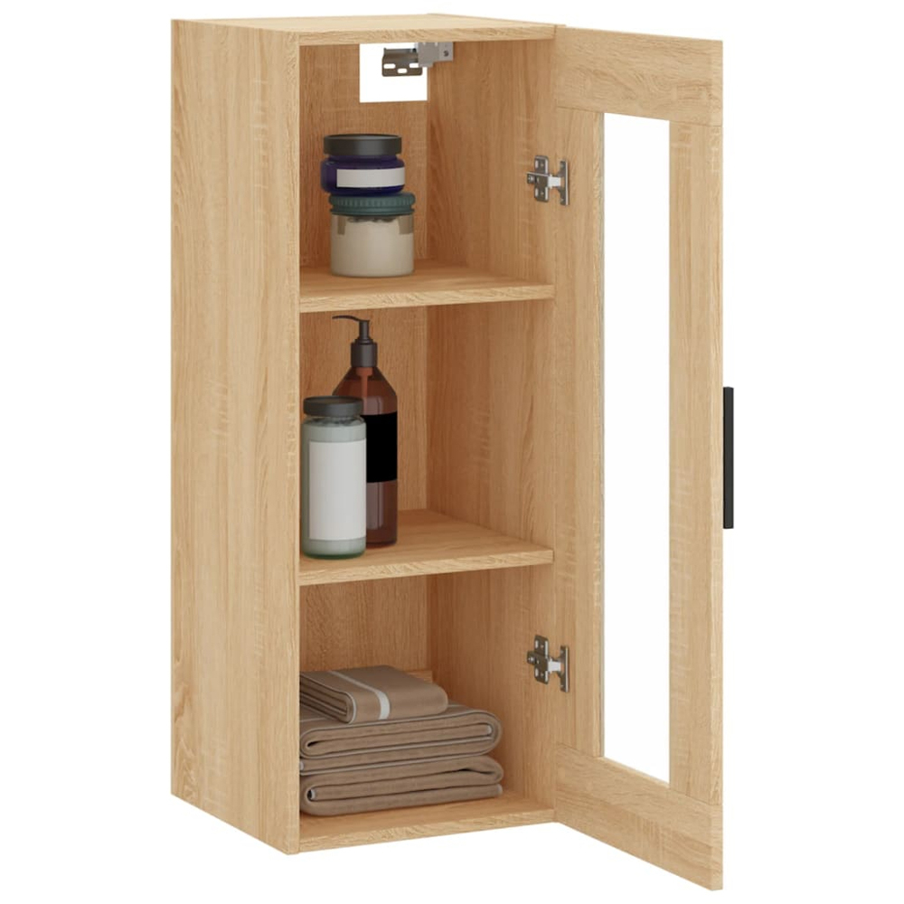 vidaXL Single Glass Door Sonoma Oak Wall Mounted Cabinet Image 5