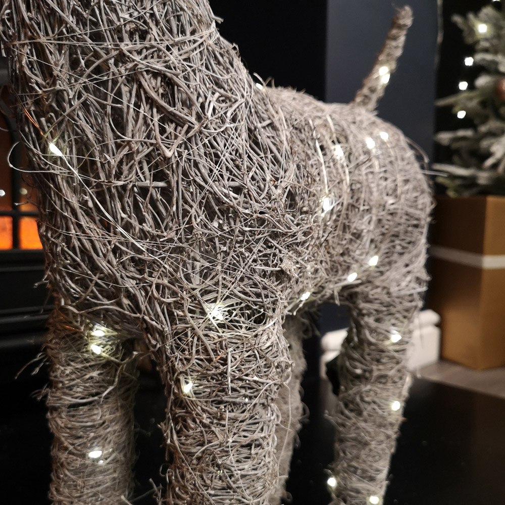 Samuel Alexander Rattan Woven Comet Reindeer LED Christmas Decoration 71cm Image 5