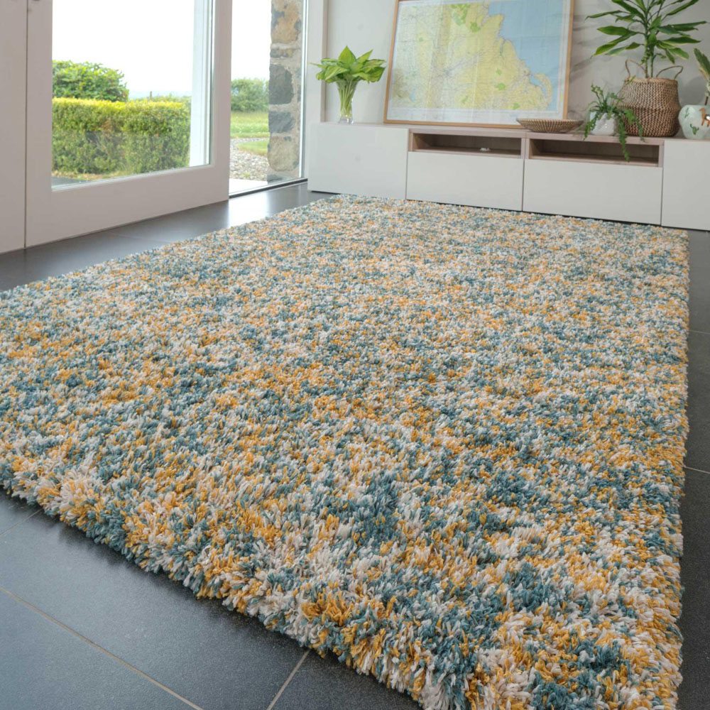 Kukoon Kinsale Blue Multicolour Shaggy Mottled Rug 160 x 230cm Image 1