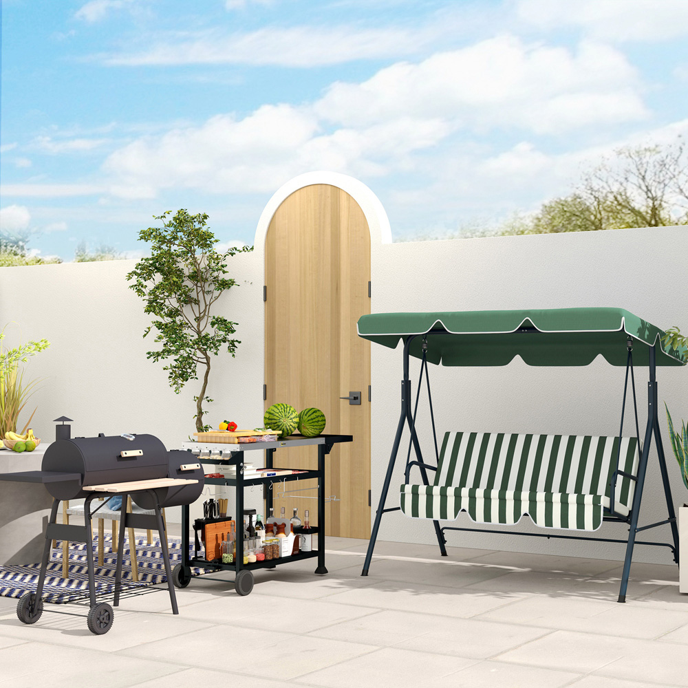 Outsunny Black Barrell Trolley Charcoal BBQ Grill Image 7