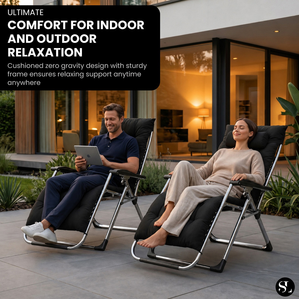 Smart Living Black Zero Gravity Chair with Cushion and Pillow Image 8