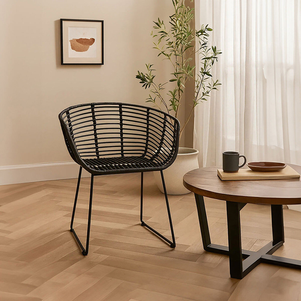 Premier Housewares Lagom Black Natural Rattan Chair Image 4