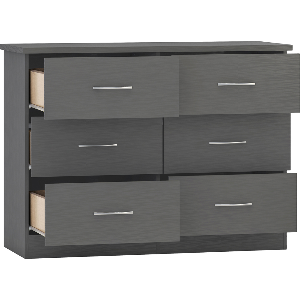 Seconique Nevada 6 Drawer 3D Effect Grey Chest of Drawers Image 4