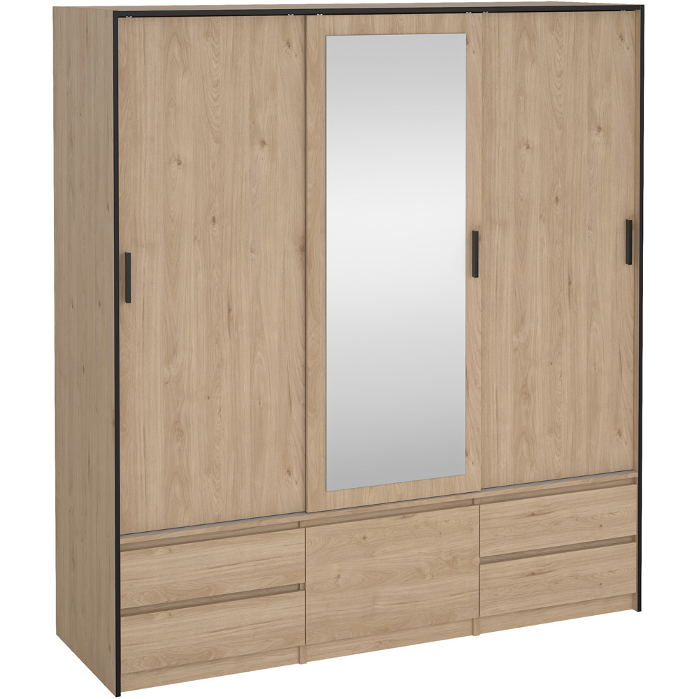 Florence 4 Door 4 Drawer Jackson Hickory Oak Sliding Wardrobe Image 2