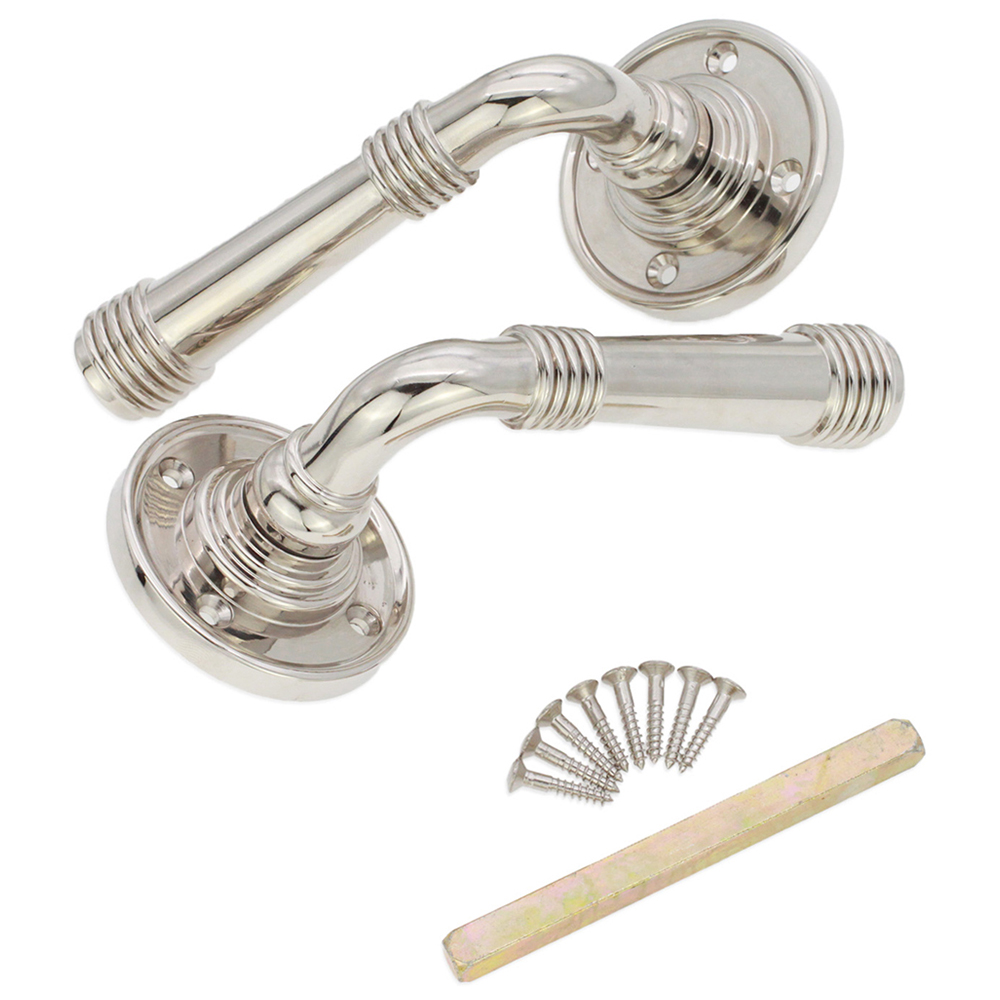 Spira Brass Beehive Polished Nickel Lever On Rose Door Handle 2 Pack Image 3