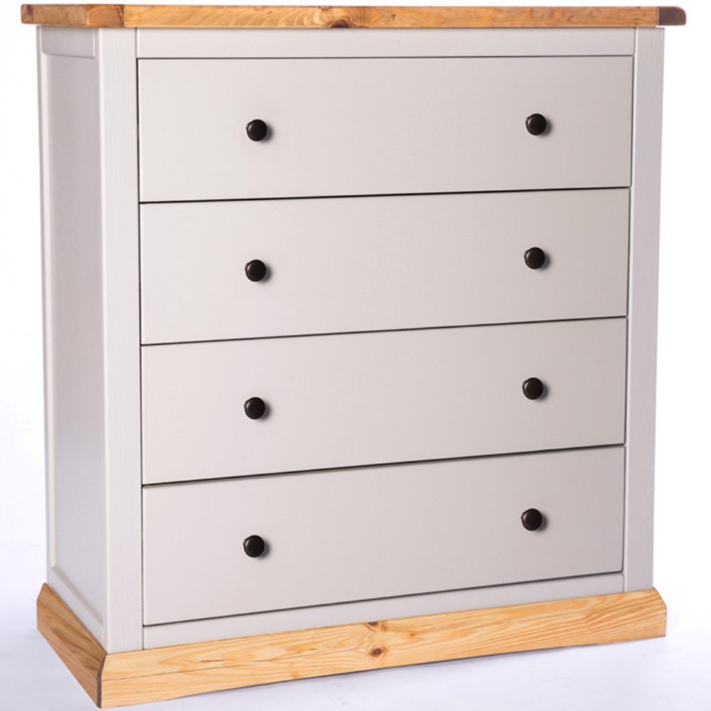Bomporto 4 Drawer Light Grey Chest of Drawers with Brass Knobs Image 3