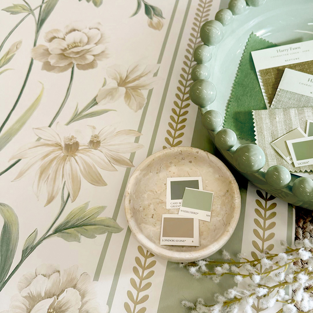 Belgravia Decor Raya Floral Stripe Sage and Cream Wallpaper Image 4