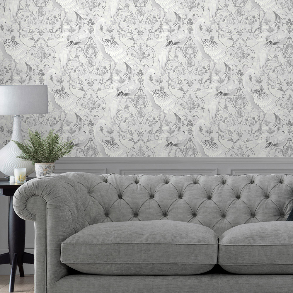 Laura Ashley Tregaron Silver Wallpaper Image 3