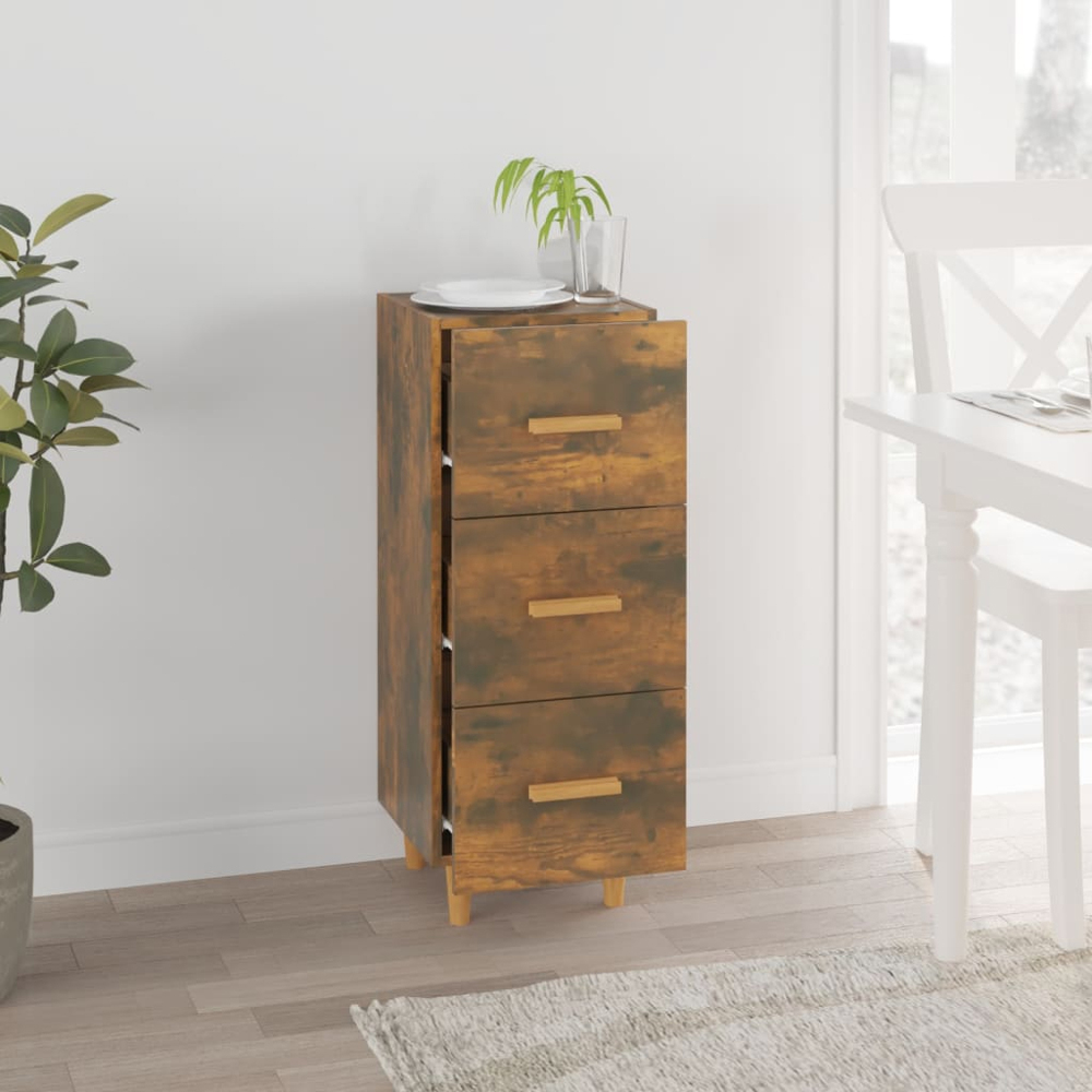 vidaXL 3 Drawer Smoked Oak Sideboard Image 3