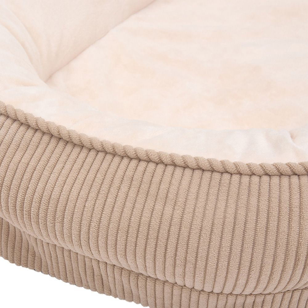 H&O Direct 50cm Brown Corduroy Dog Cuddle Bed with Anti-Slip Bottom Image 4