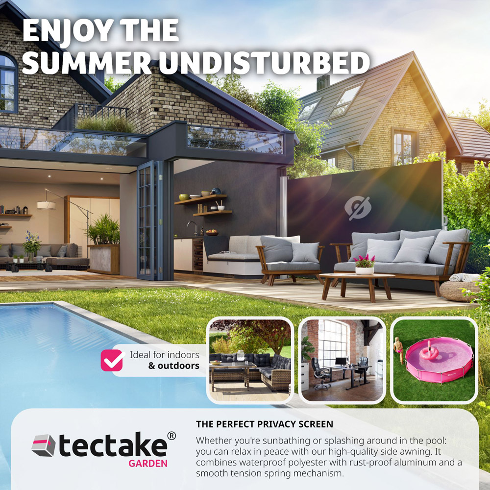 tectake Black Retractable Side Awning 1.8 x 3m Image 7