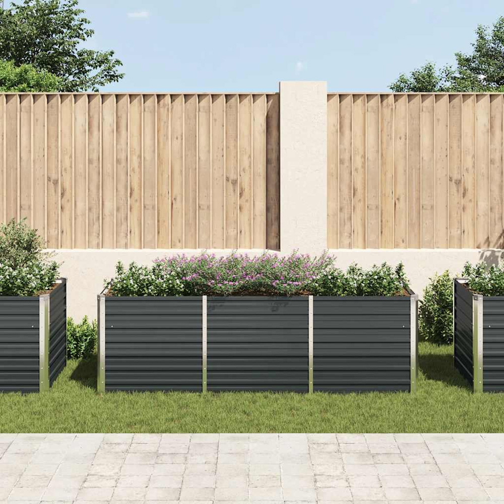vidaXL Anthracite Galvanised Steel Raised Garden Bed 77 x 80 x 240cm Image 2
