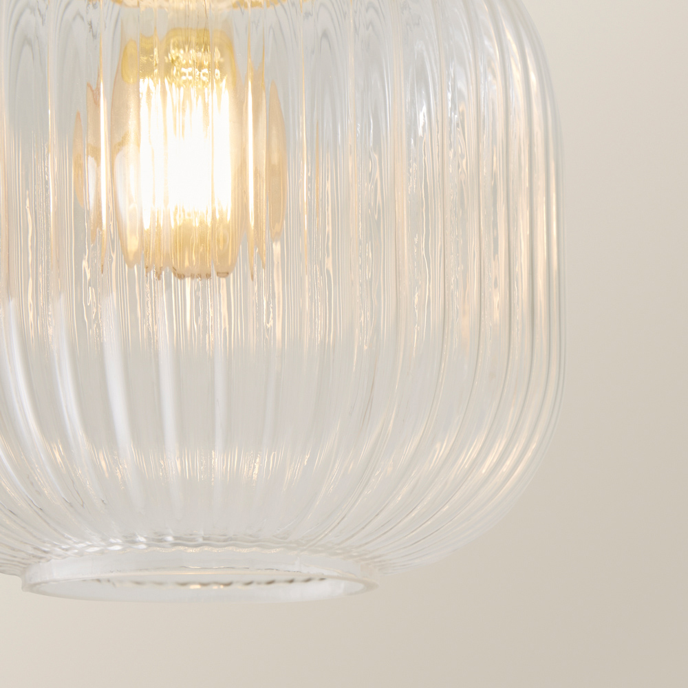 ValueLights Calpe Clear Shade Gold Stem LED Flush Ceiling Light Image 3